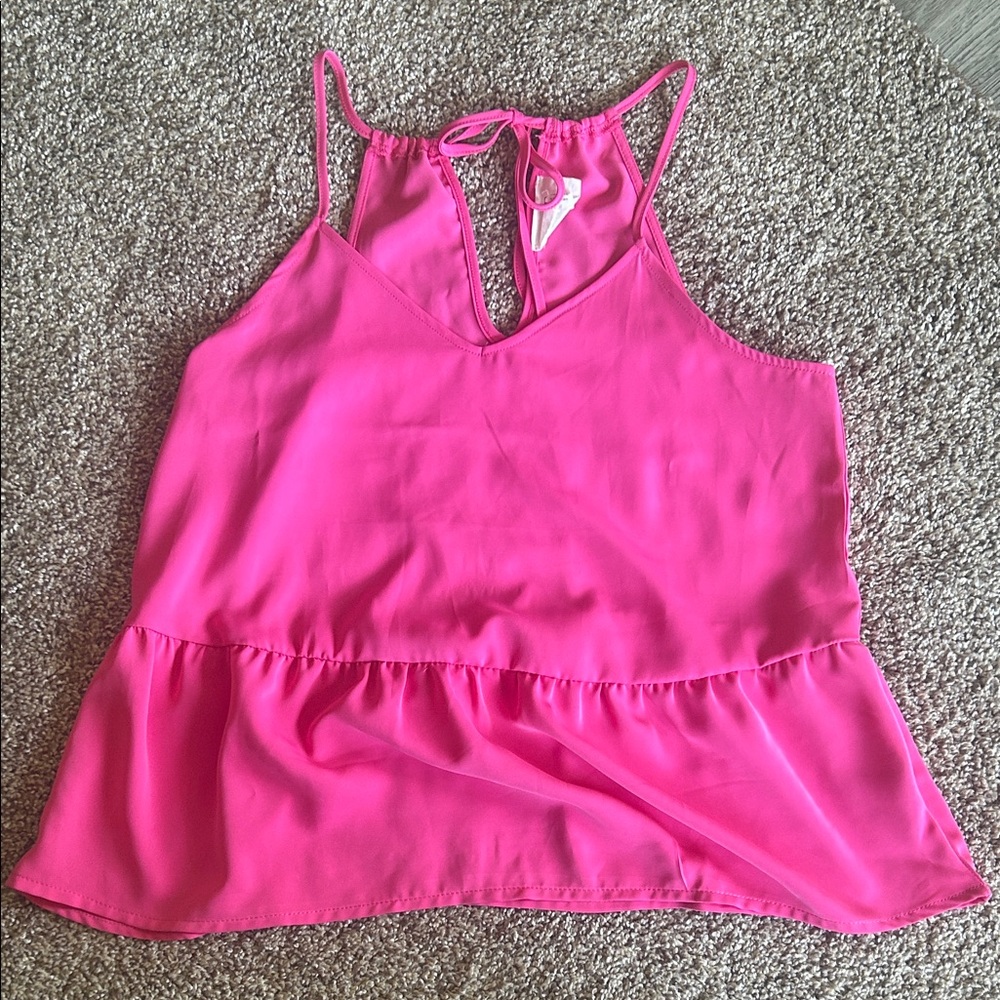 Hot Pink Spaghetti-Strap Peplum Cami